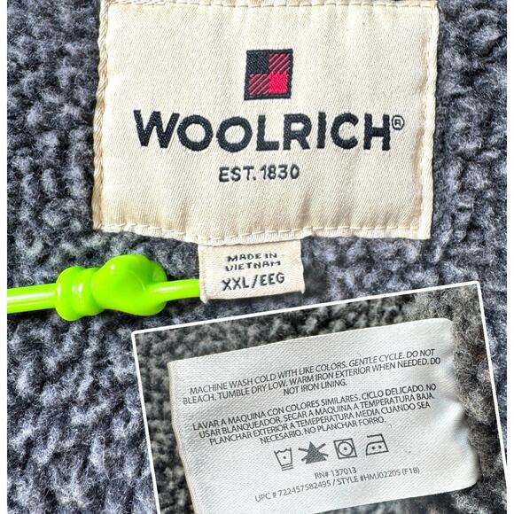 Woolrich Canvas Barn Coat Gray Sherpa Lined Men 2XL Corduroy Collar Chore Jacket - Picture 7 of 16